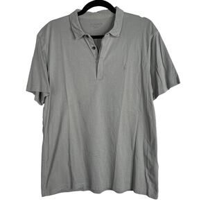 Allsaints Mens XLarge XL Gray Brace Short Sleeve Polo Shirt Cotton Self Collar